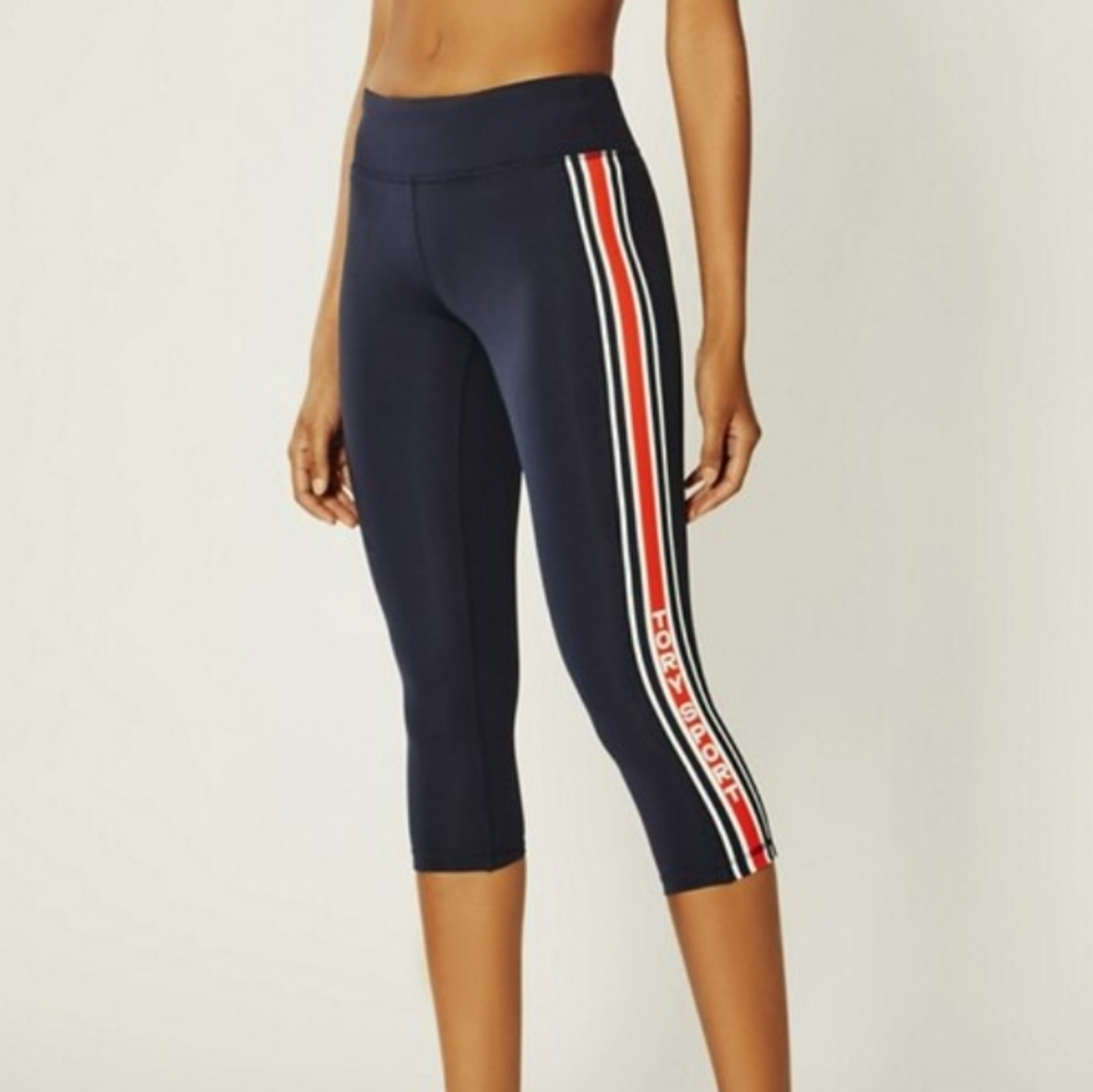 Tory Sport Retro Stripe Cropped Legging